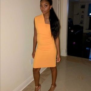 Mustard Yellow one shoulder bodycon dress